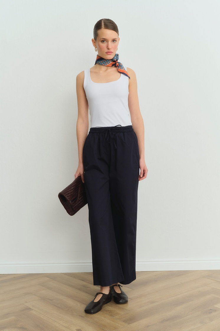 Gabardin Loose Lacivert Pantolon