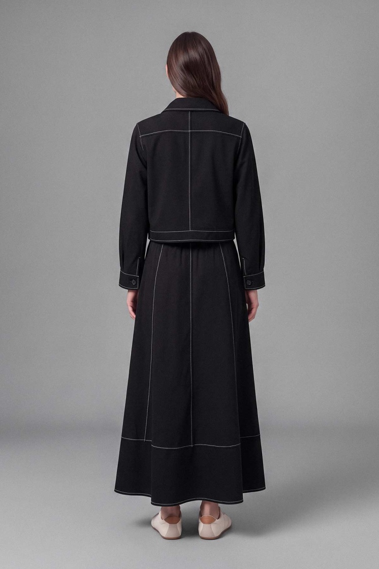 Gabardin Siyah Ceket Etek Takım - 7
