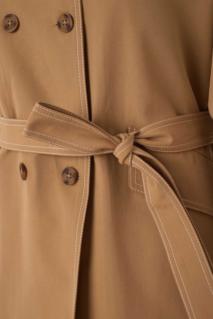 Geniş Yaka Camel Trençkot - 5