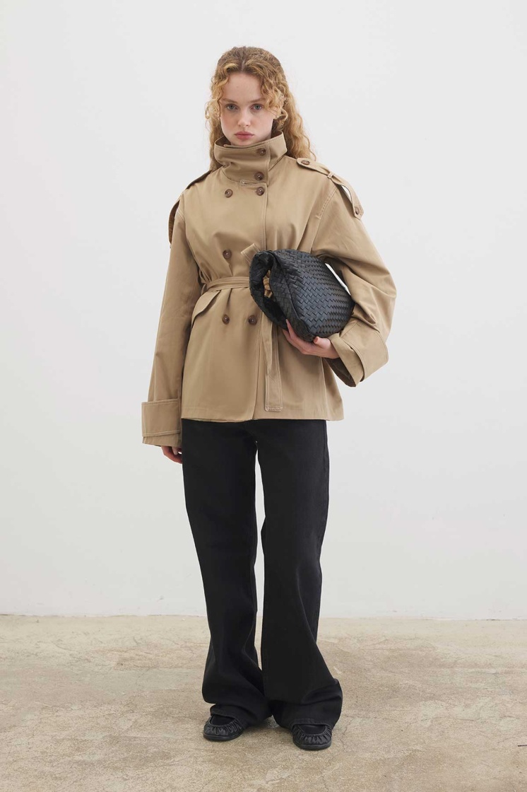 Geniş Yaka Camel Trençkot