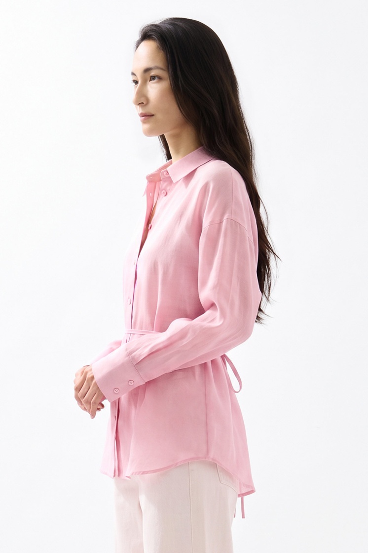Kalın Manşetli Basic Soft Pembe Gömlek