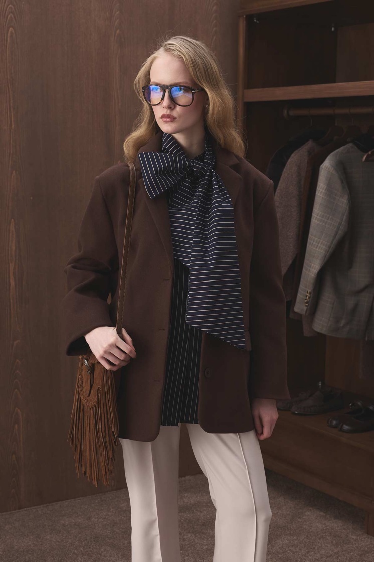Kaşe Blazer Koyu Kahve Ceket