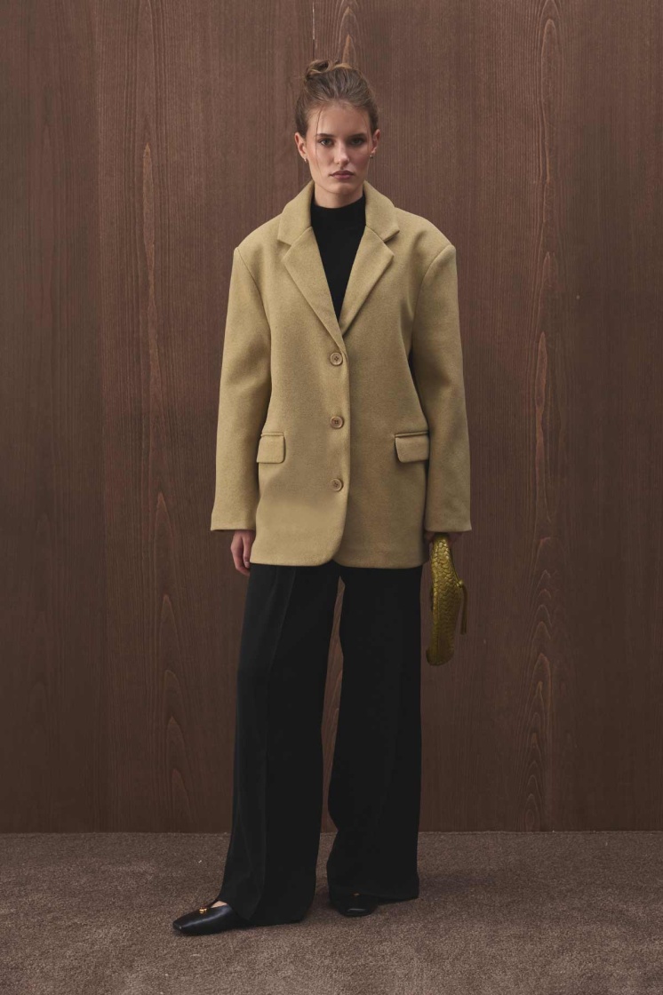 Kaşe Blazer Olive Ceket
