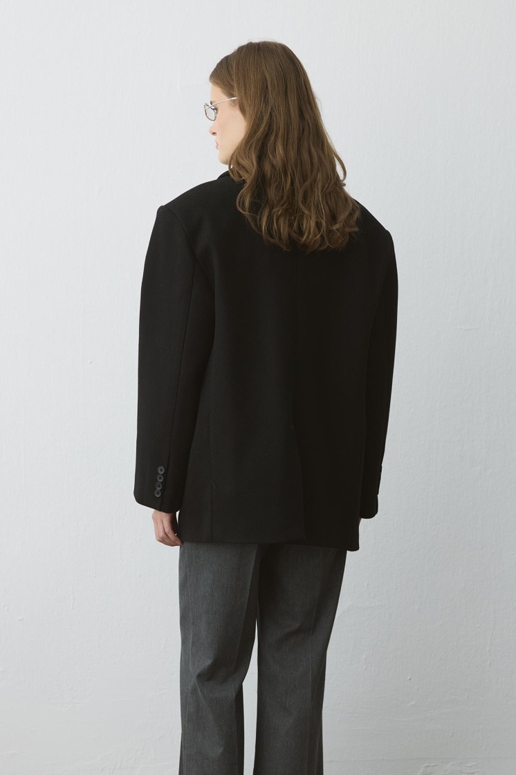 Kaşe Blazer Siyah Ceket - 7