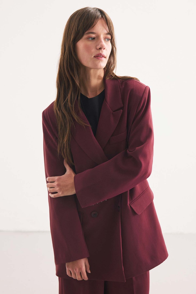 Kruvaze Blazer Mürdüm Ceket