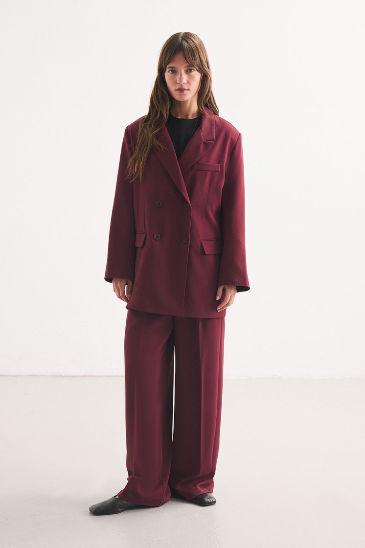 Kruvaze Blazer Mürdüm Ceket
