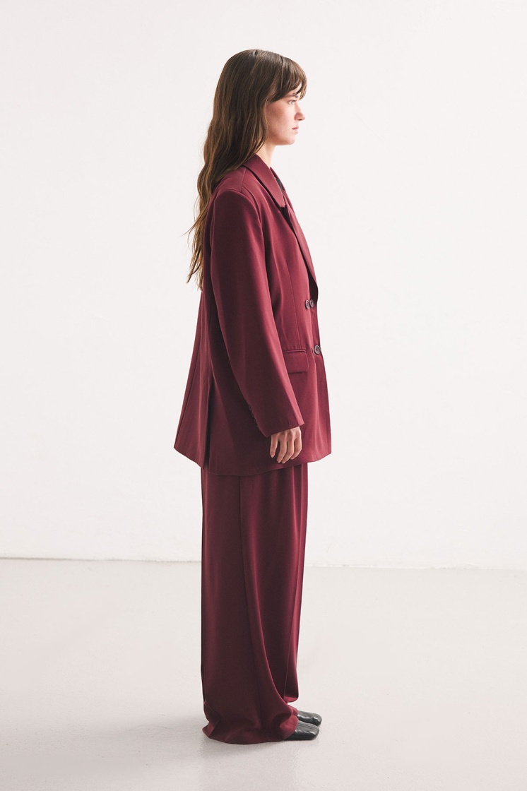 Kruvaze Blazer Mürdüm Ceket