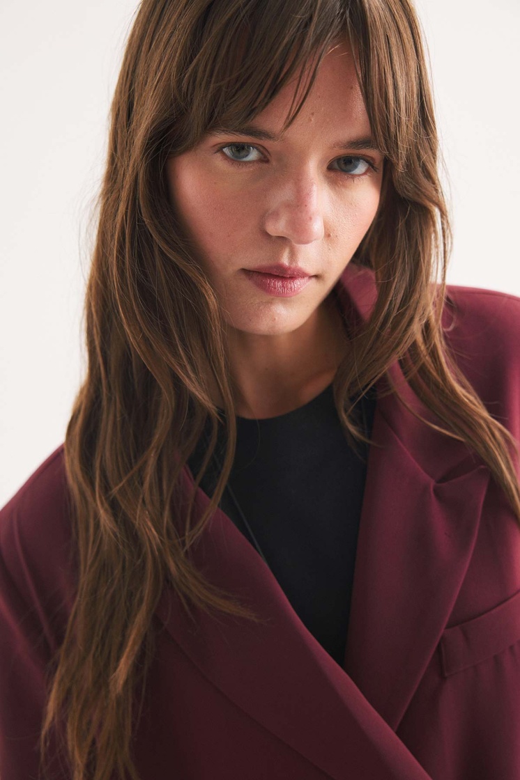 Kruvaze Blazer Mürdüm Ceket
