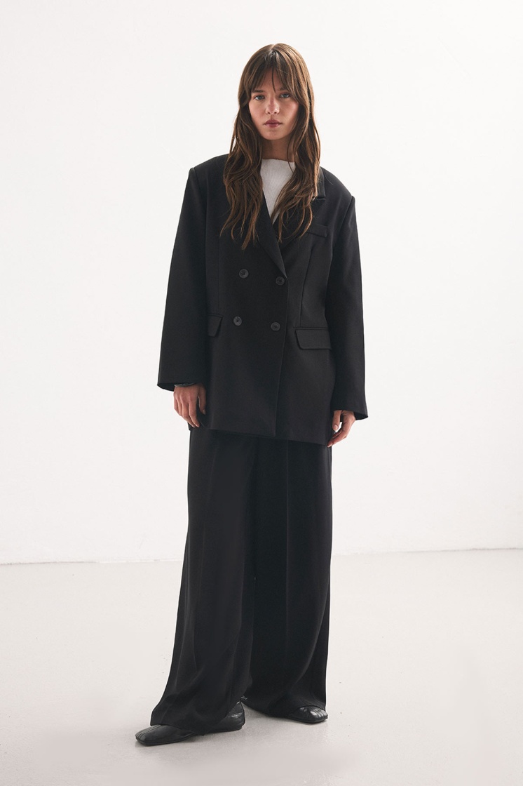Kruvaze Blazer Siyah Ceket