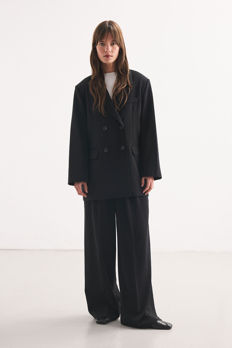 Kruvaze Blazer Siyah Ceket