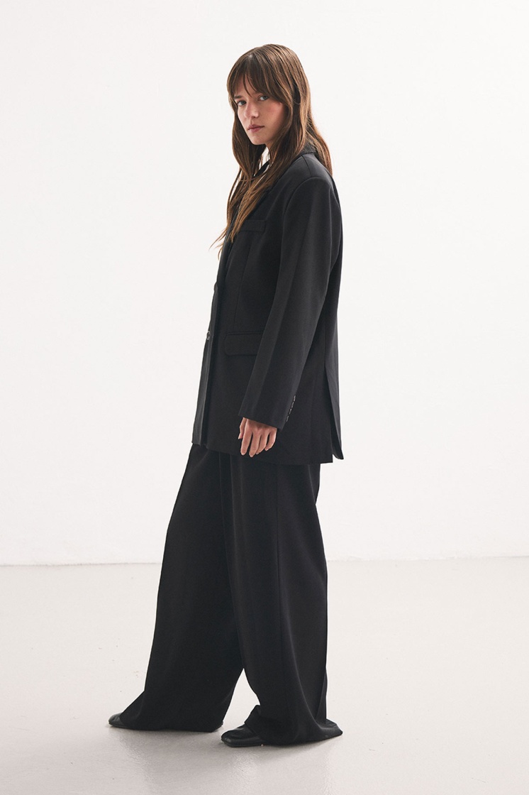 Kruvaze Blazer Siyah Ceket