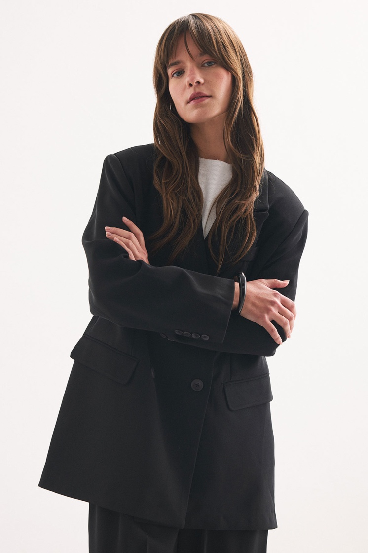 Kruvaze Blazer Siyah Ceket