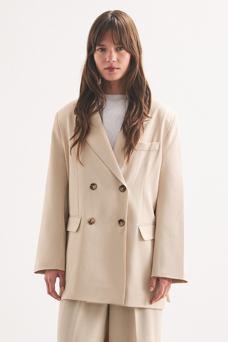 Kruvaze Blazer Taş Ceket