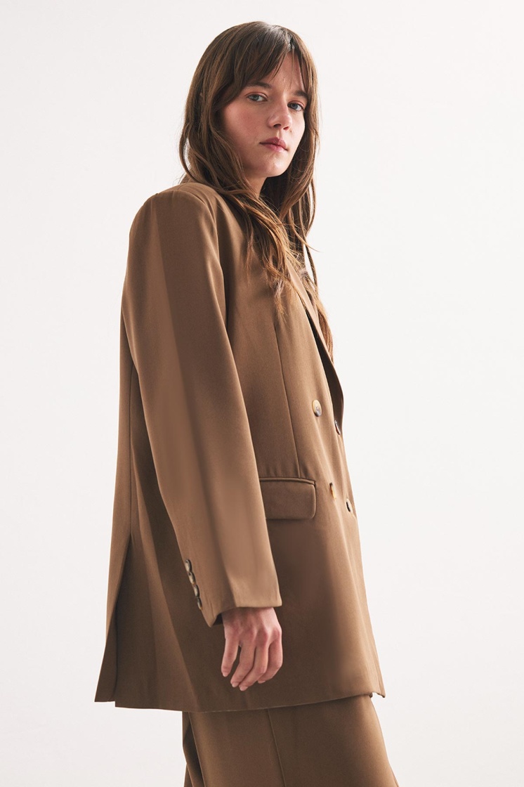Kruvaze Blazer Vizon Ceket