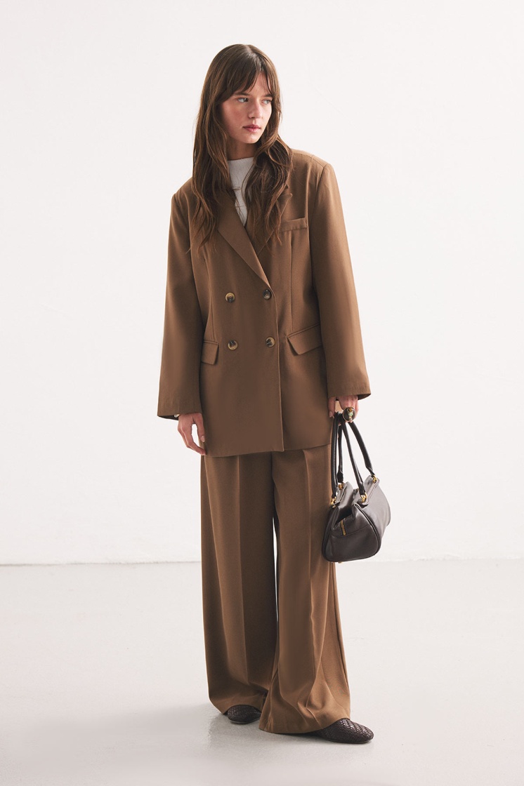 Kruvaze Blazer Vizon Ceket