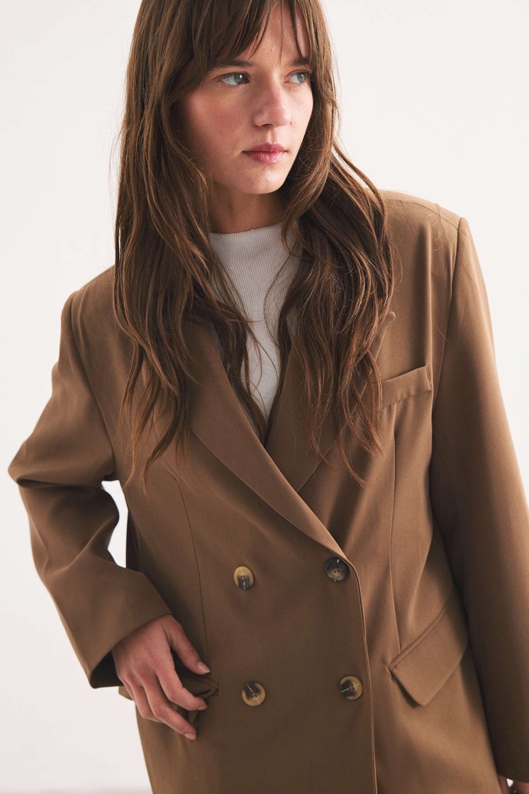 Kruvaze Blazer Vizon Ceket