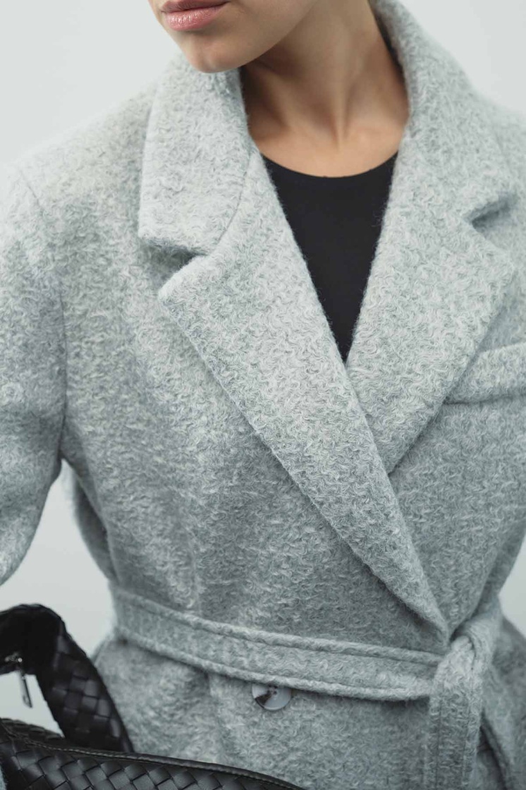 Kruvaze Kapamalı Kaşe Blazer Gri Ceket