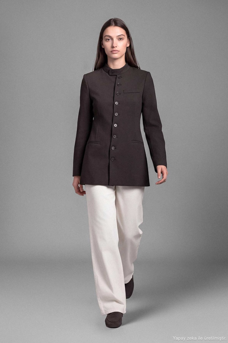 Lorien Dik Yaka Kahve Blazer