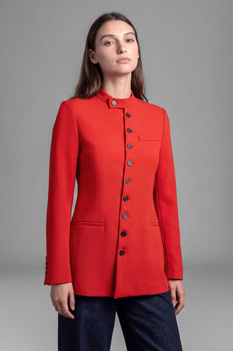 Lorien Dik Yaka Kırmızı Blazer - 5