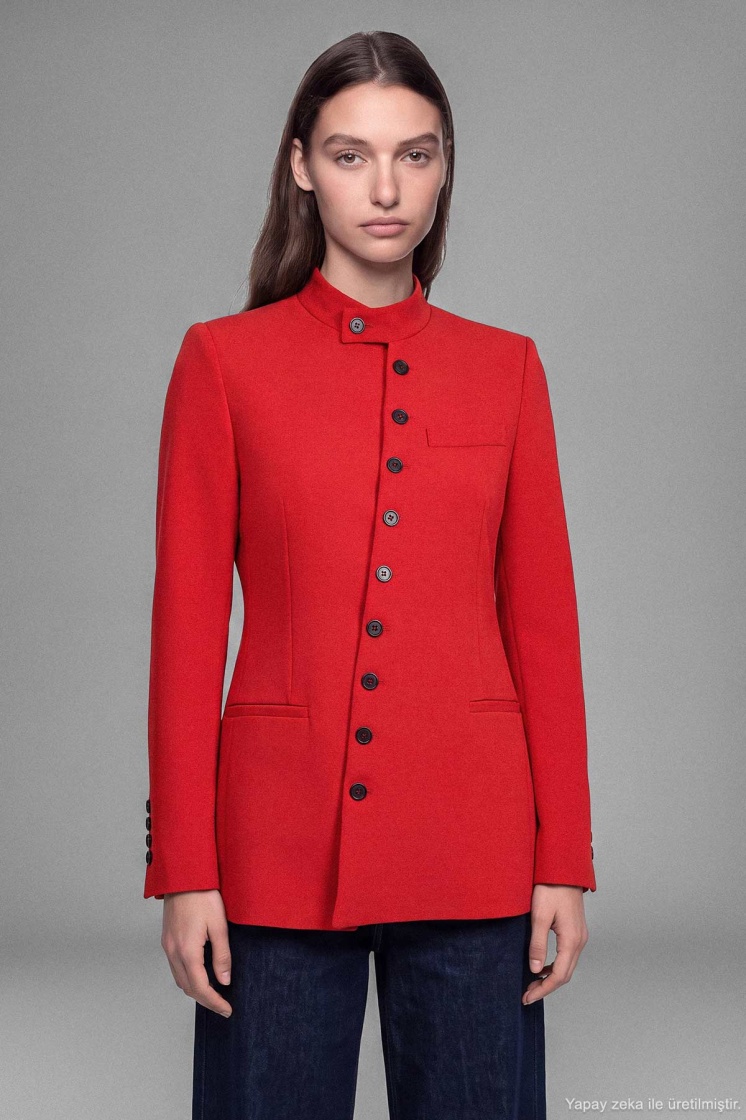 Lorien Dik Yaka Kırmızı Blazer