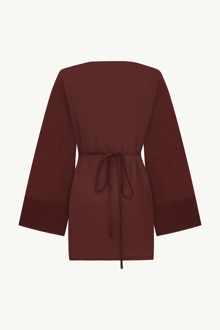 Lyocell Keten Kimono Mercan Etekli Takım - 6