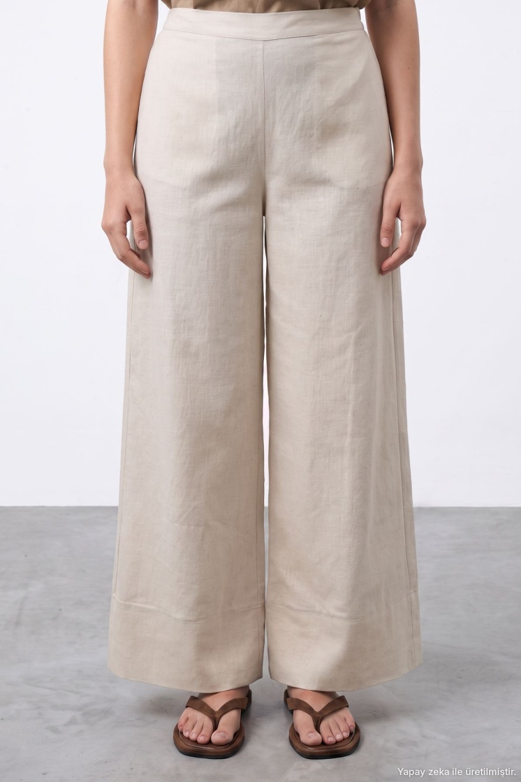 Naturel Geniş Paça Pantolon