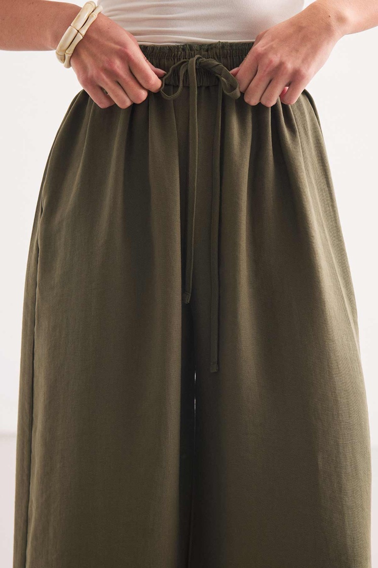 Önden Bağlama Detaylı Haki Kimono Pantolon Takım - 8