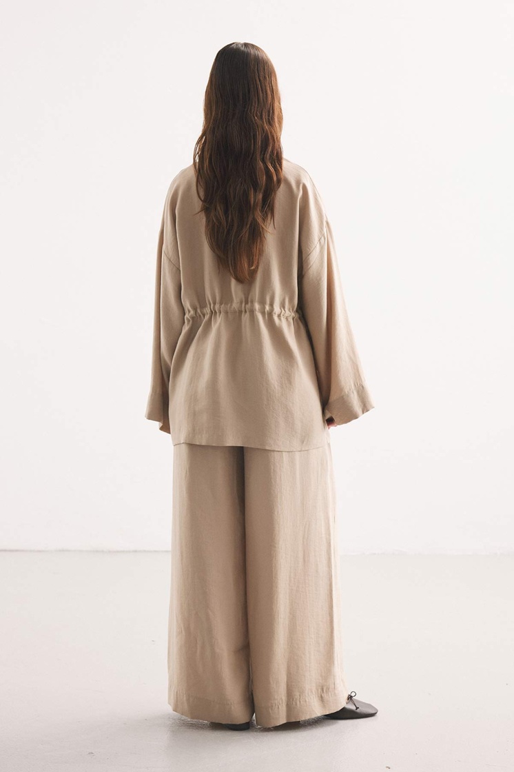 Önden Bağlama Detaylı Taş Kimono Pantolon Takım - 6