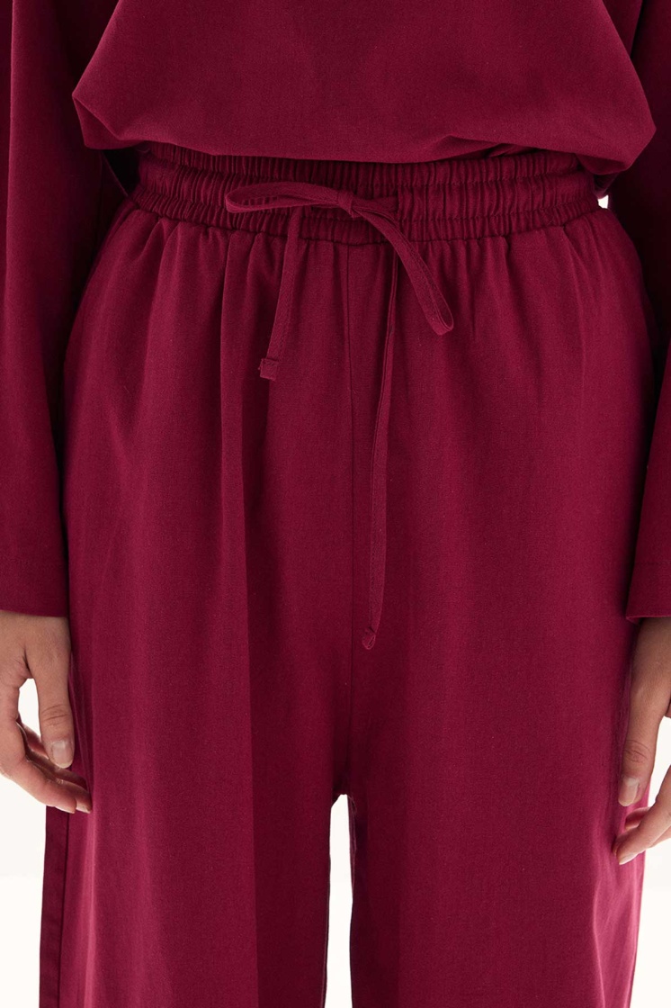 Organik Karışımlı Lastikli Bordo Pantolon