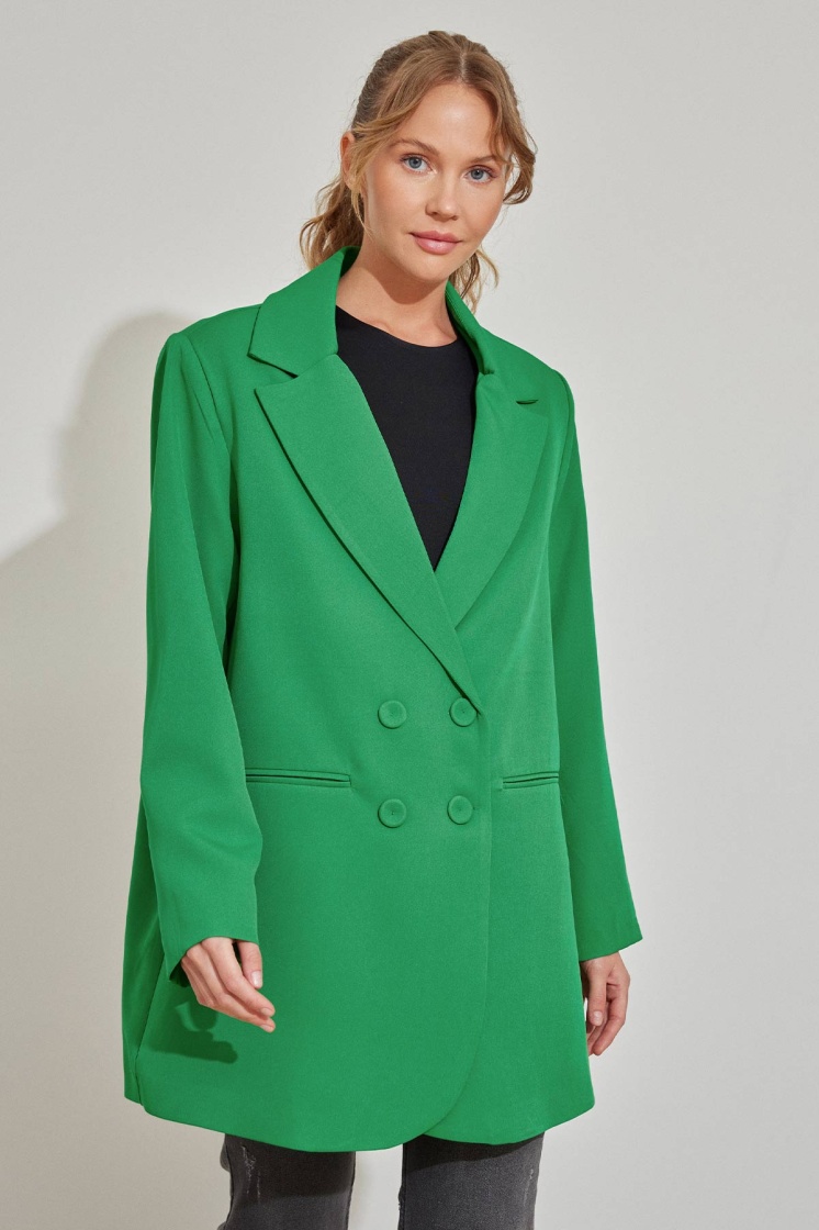 Oslo Kruvaze Benetton Yeşili Blazer Ceket