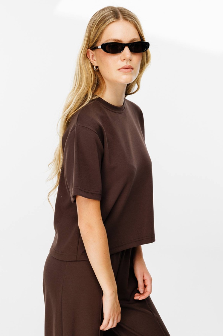 Pamuklu Basic Kahve Tshirt - 5