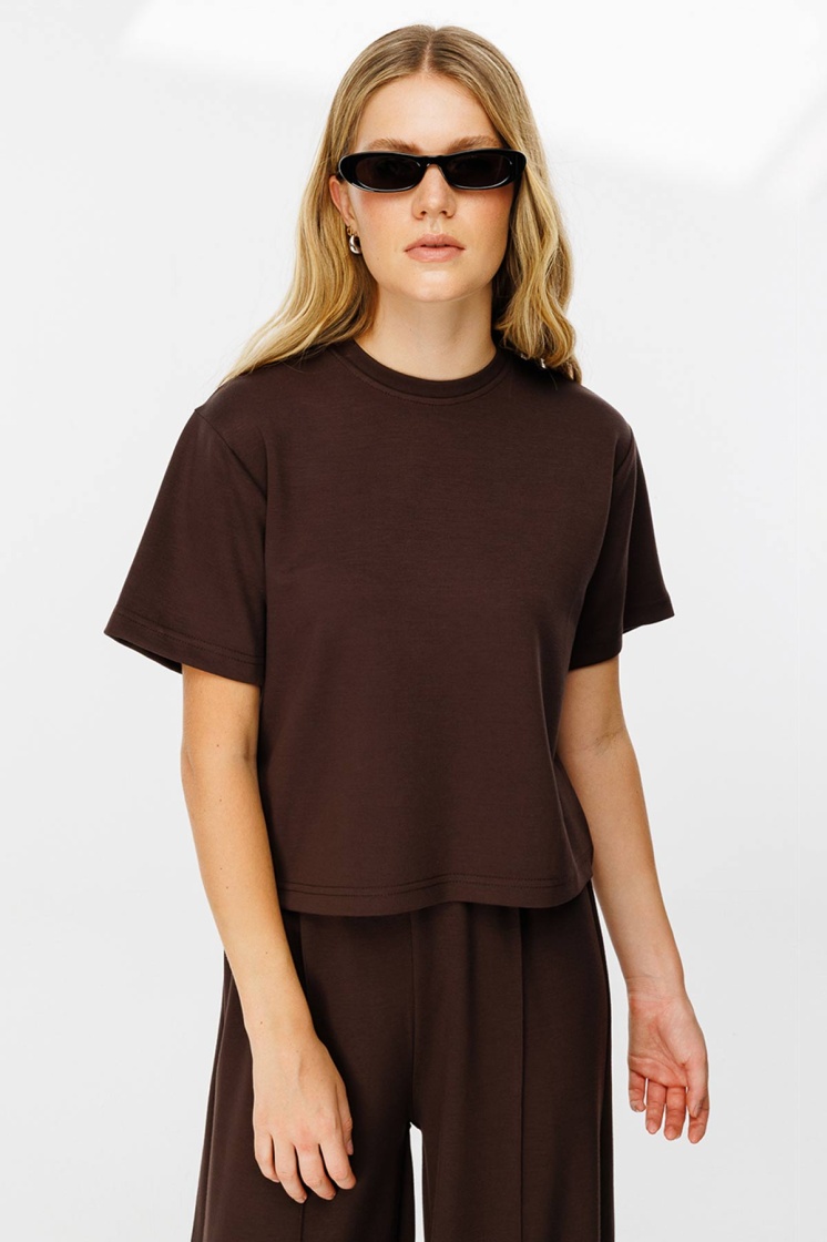 Pamuklu Basic Kahve Tshirt