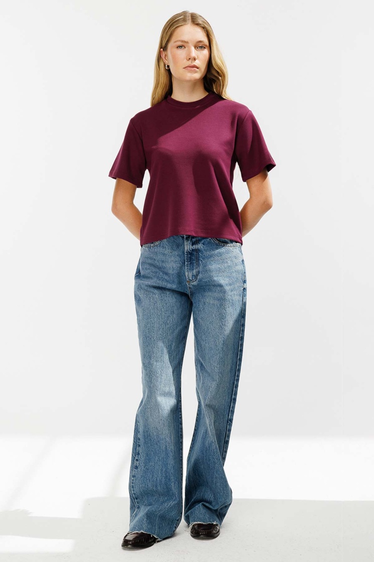 Pamuklu Basic Vişne Tshirt
