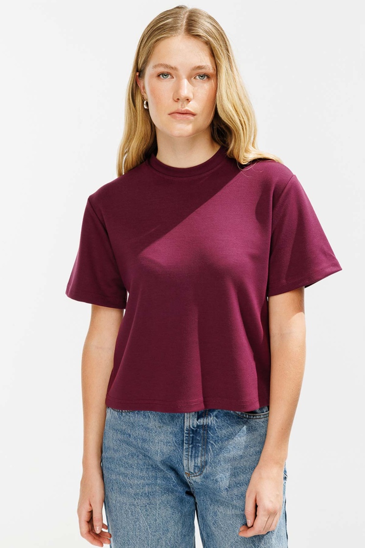 Pamuklu Basic Vişne Tshirt