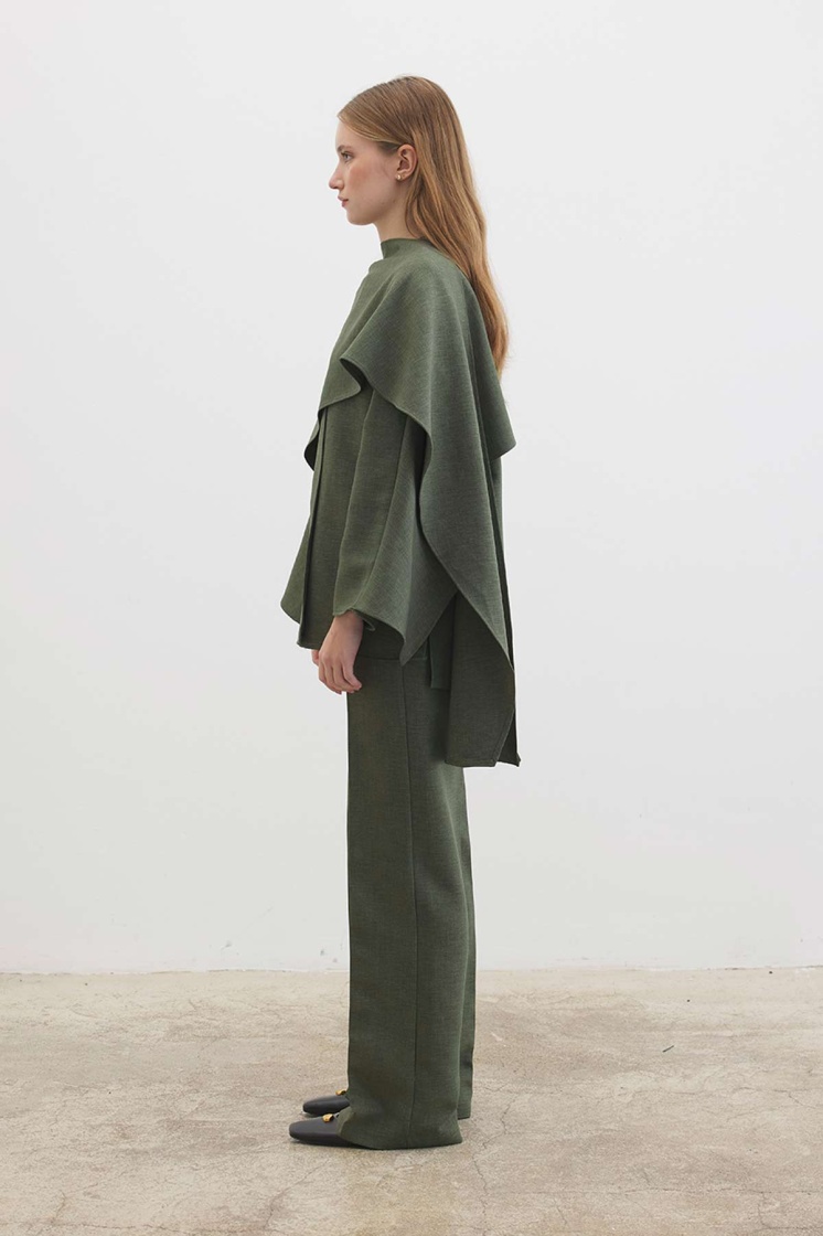 Pelerin Detayl Haki Tunik - 7