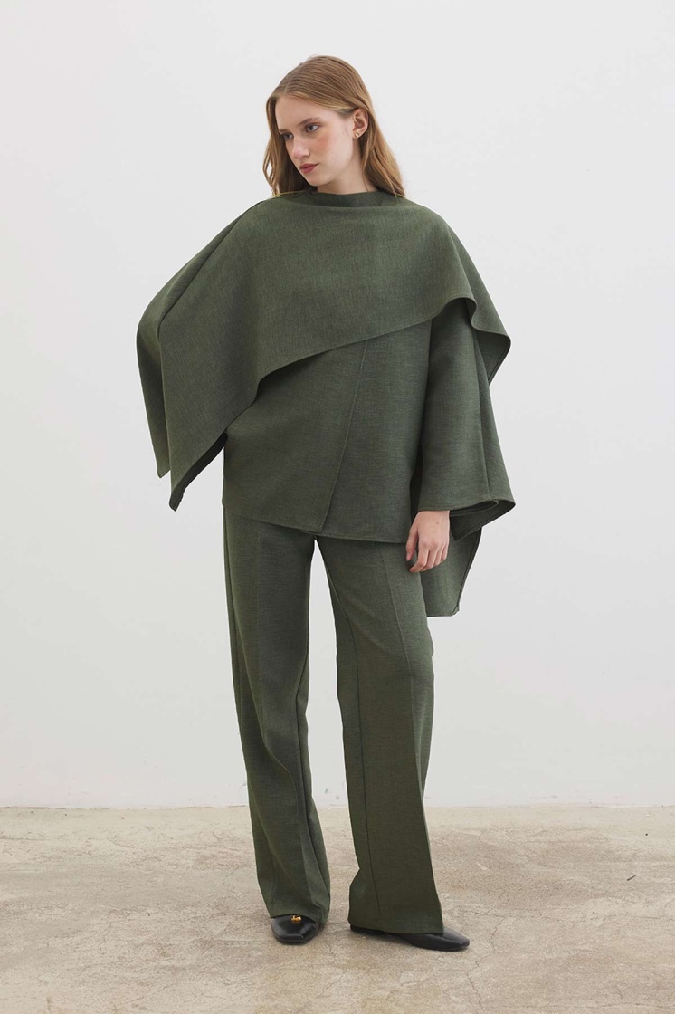 Pelerin Detayl Haki Tunik - 5