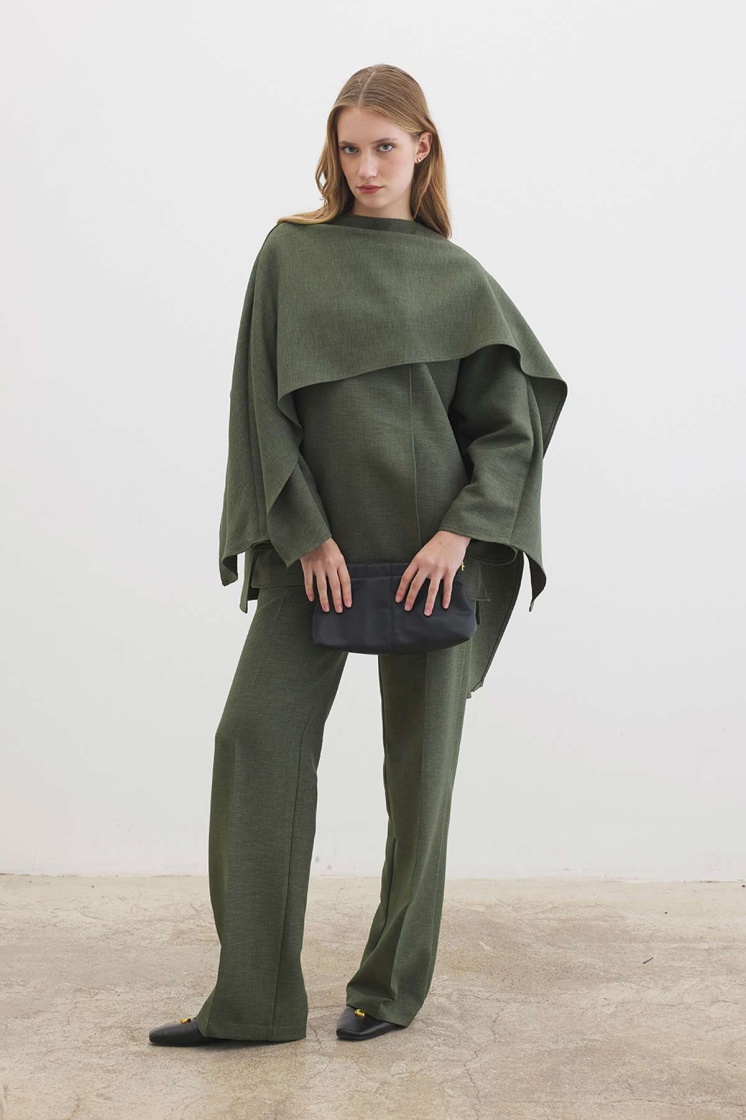 Pelerin Detayl Haki Tunik - 6