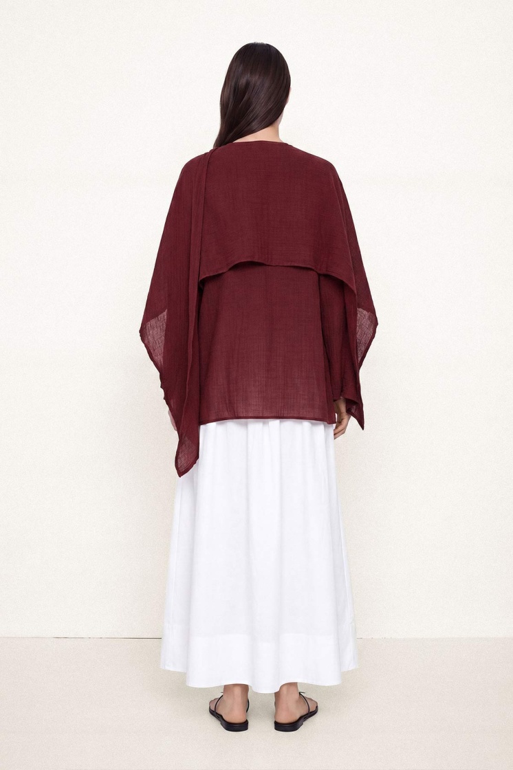 Pelerin Detaylı Bordo Tunik - 6
