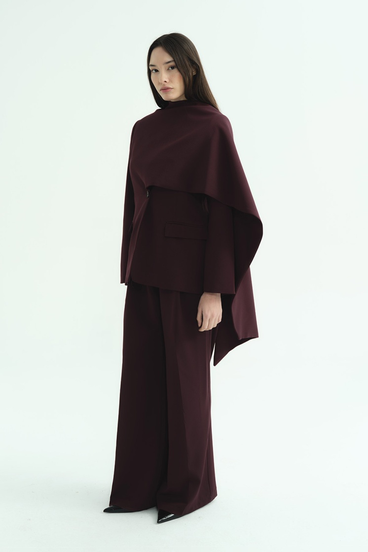 Pelerin Detaylı Burganya Blazer Ceket