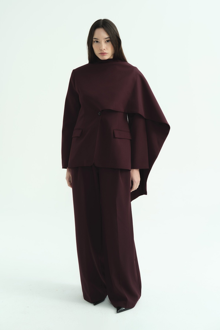Pelerin Detaylı Burganya Blazer Ceket