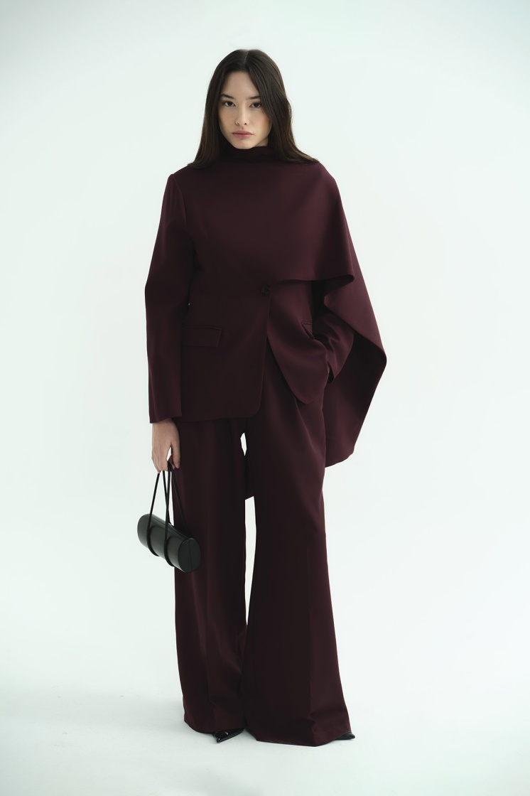 Pelerin Detaylı Burganya Blazer Ceket