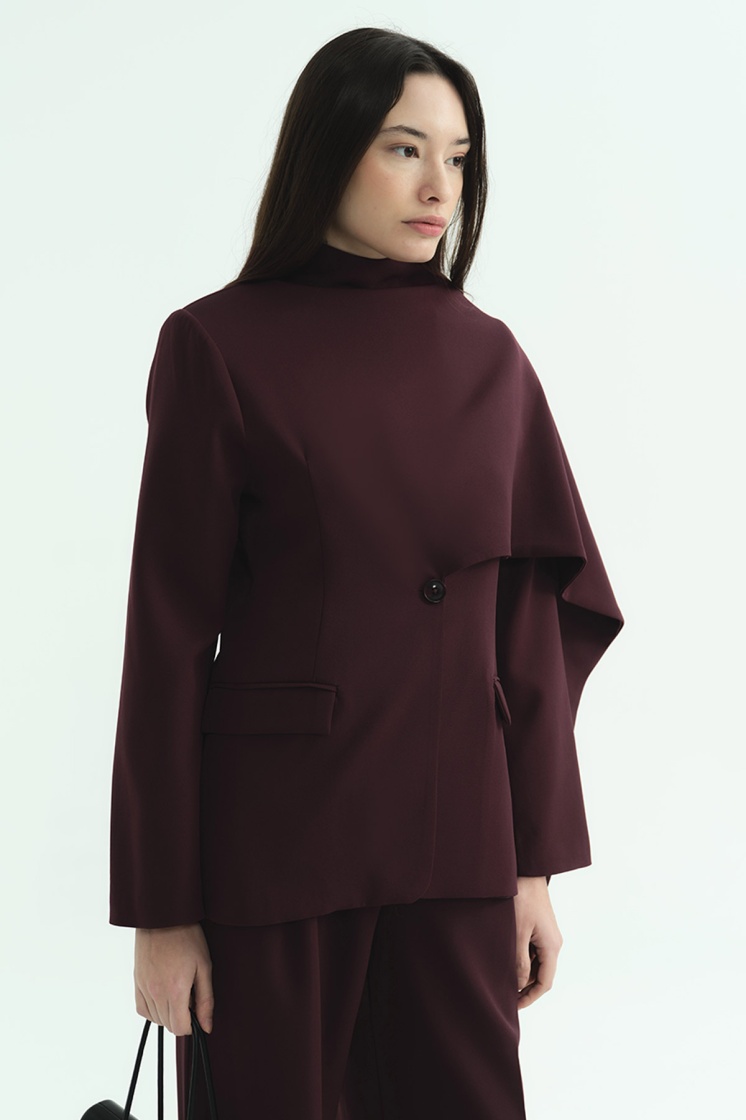 Pelerin Detaylı Burganya Blazer Ceket
