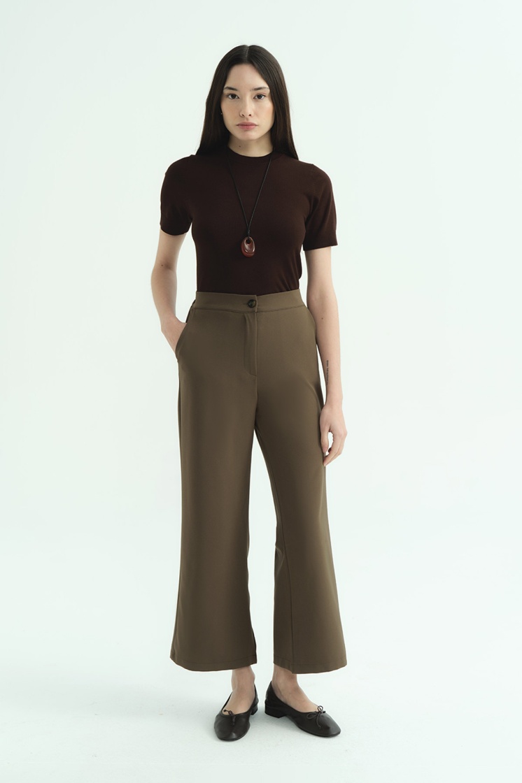 Pile Detaylı Bluz Haki Pantolon Takım - 7