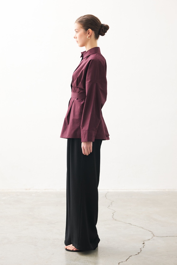 Pilili Poplin Bordo Gömlek - 6