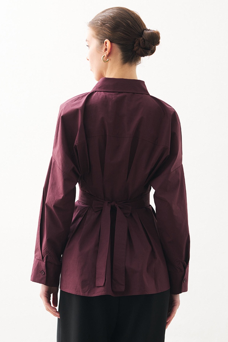 Pilili Poplin Bordo Gömlek - 7