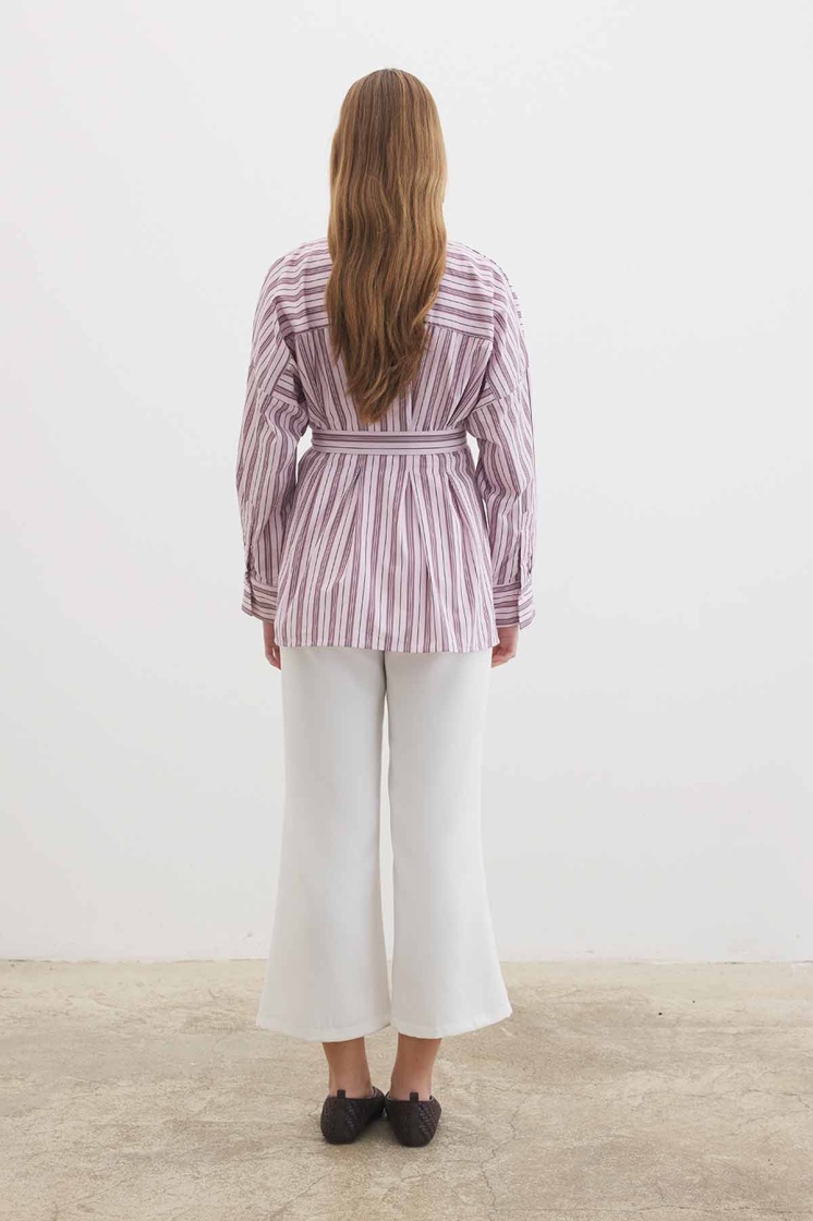 Pilili Poplin Soft Mürdüm Gömlek - 7