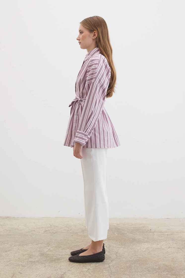 Pilili Poplin Soft Mürdüm Gömlek - 5