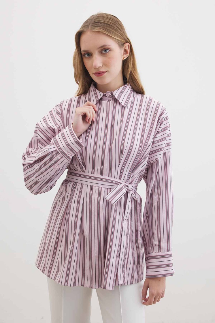 Pilili Poplin Soft Mürdüm Gömlek