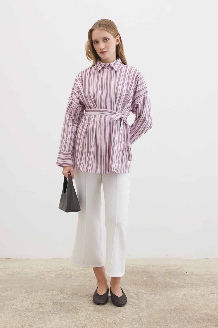 Pilili Poplin Soft Mürdüm Gömlek