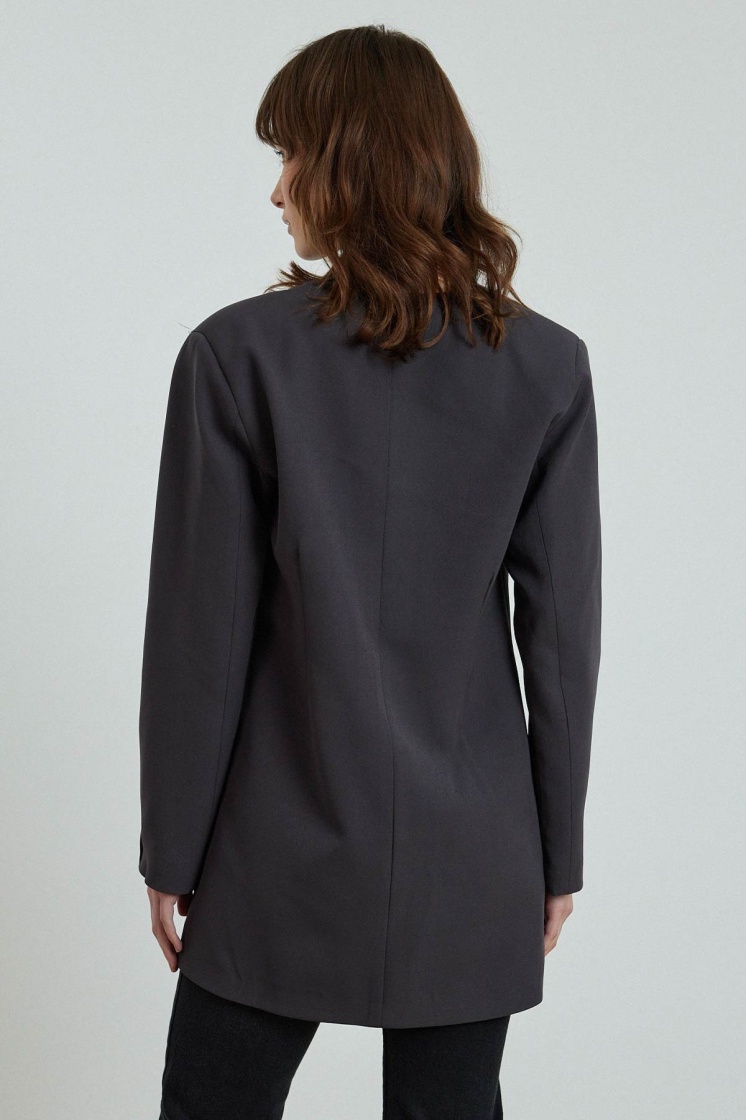 Pilise Aksesuarlı Blazer Antrasit Ceket - 9